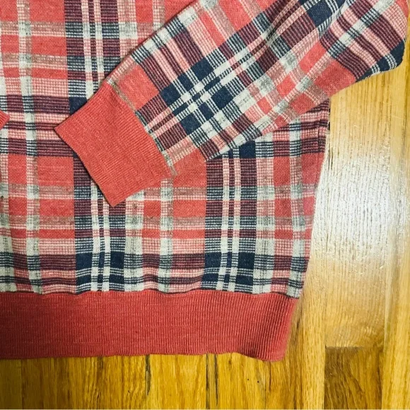 J. Crew Mens Medium Cotton Crewneck Sweater in Orange Summer Plaid - Picture 3 of 7